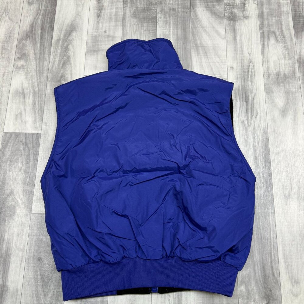 ✅  Womens M VTG Columbia Reversible Vest Blue Black  fleece Nylon W/Pockets - Picture 7 of 10